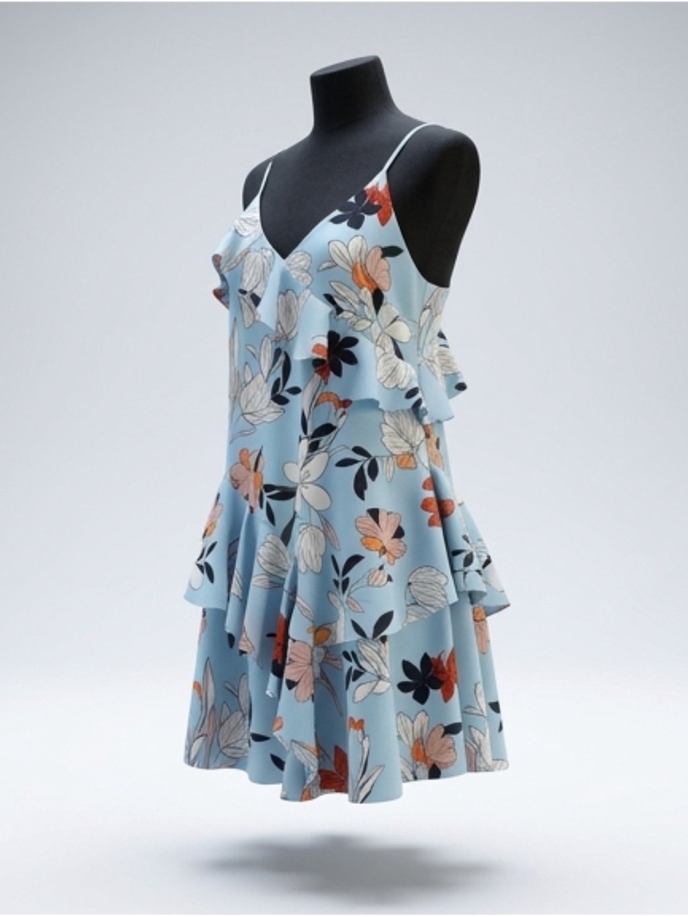 Parker Sky Blue Floral Tiered Mini Dress